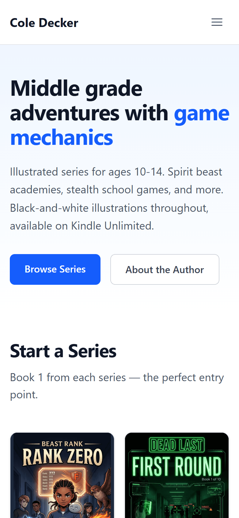 coledeckerauthor.com on mobile