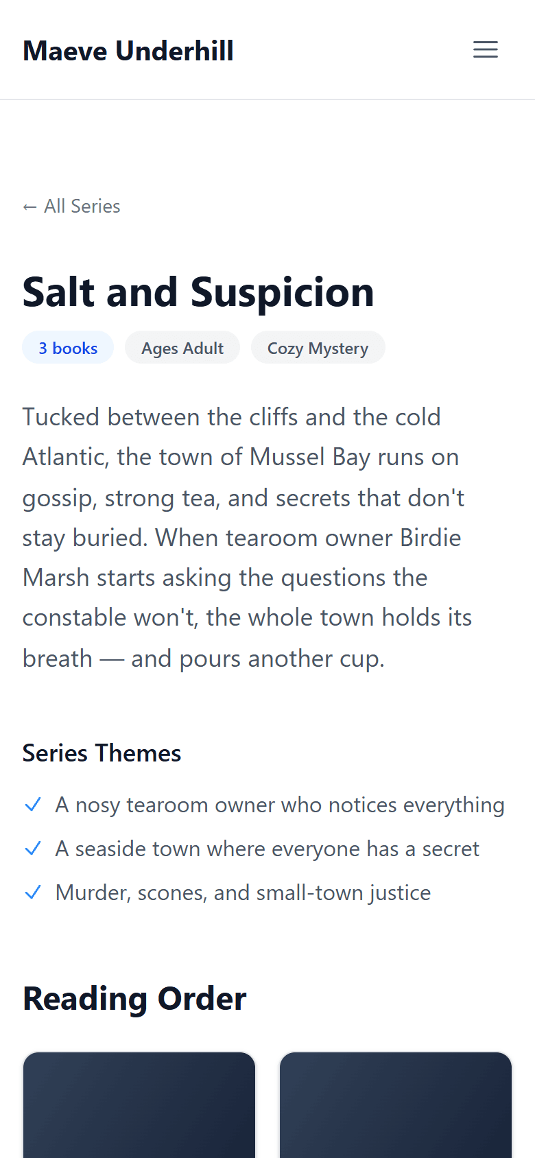 Series page on mobile