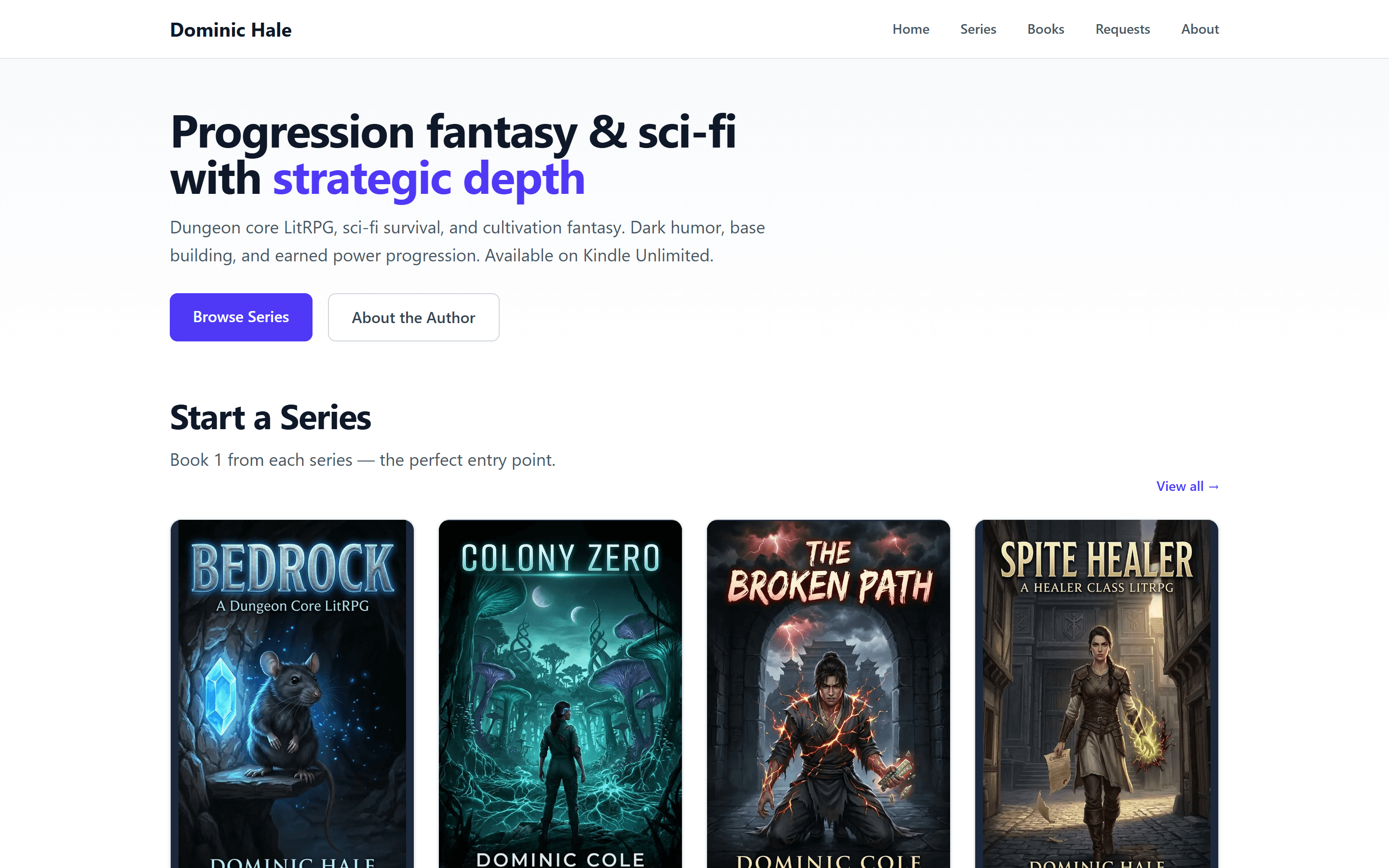 Dominic Hale homepage — adult LitRPG author